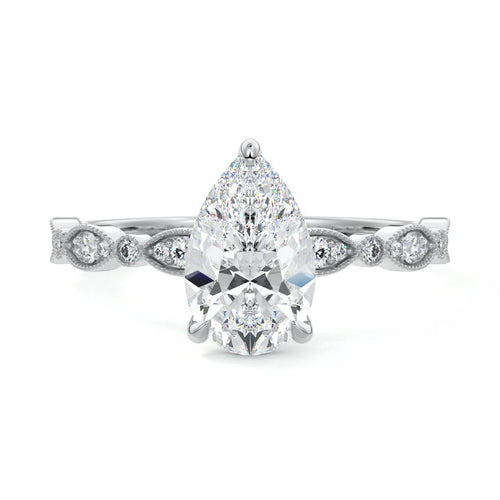 Dahlia - Pear Platinum Lab Grown Diamond Engagement Ring | Nura Lab