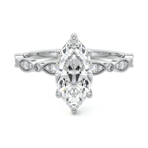 Dahlia - Marquise Platinum Lab Grown Diamond Engagement Ring | Nura Lab