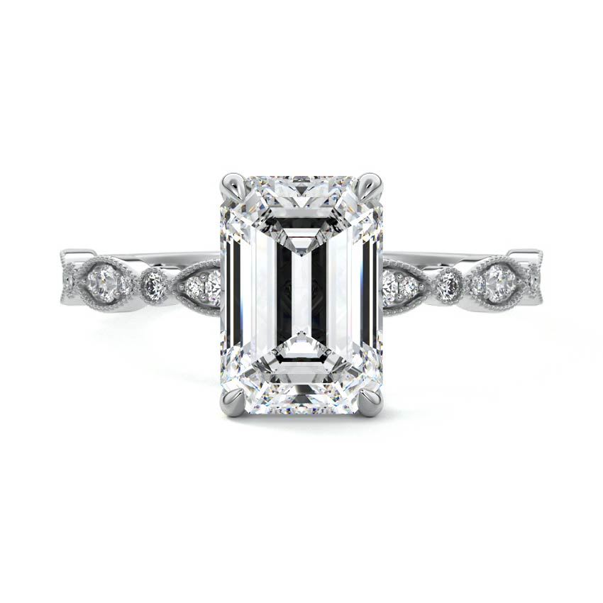 Dahlia - Emerald Cut Platinum Lab Grown Diamond Engagement Ring | Nura Lab