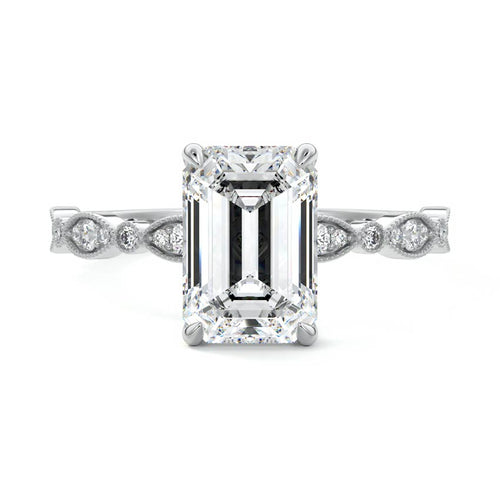 Dahlia - Emerald Cut Platinum Lab Grown Diamond Engagement Ring | Nura Lab