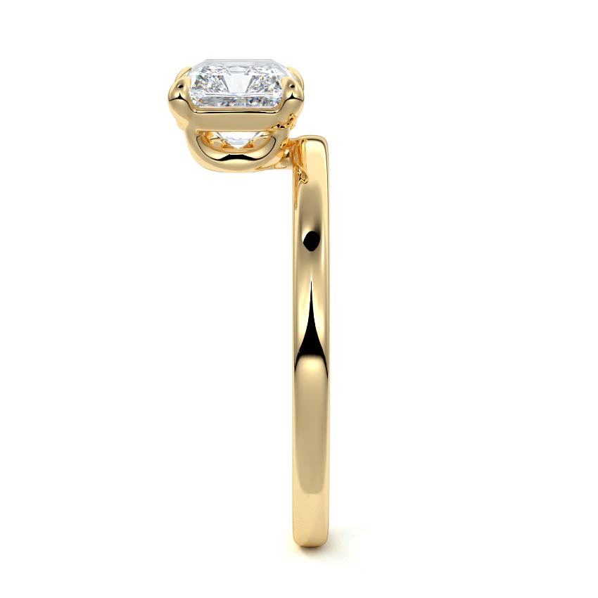 Daria - Radiant Yellow Gold Engagement Ring Side View | Nura Lab