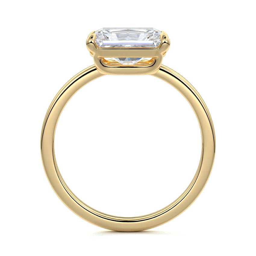 Daria - Radiant Yellow Gold Engagement Ring Profile View | Nura Lab
