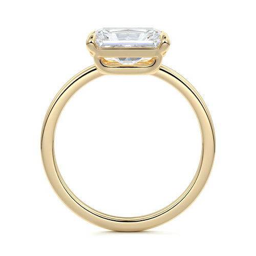 Daria - Radiant Yellow Gold Engagement Ring Profile View | Nura Lab