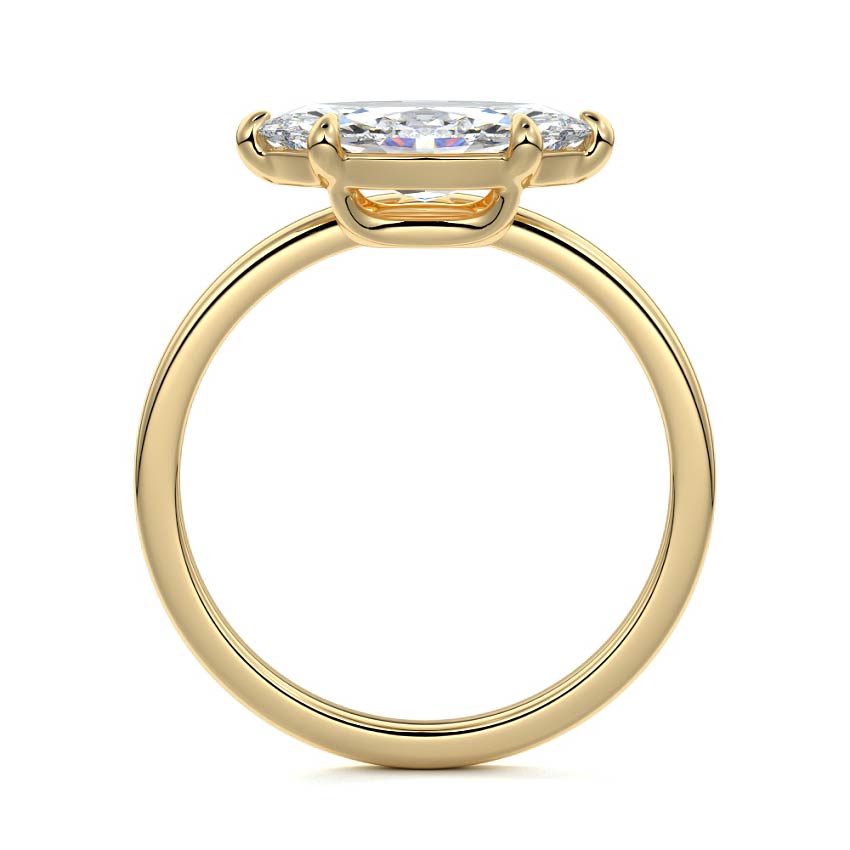 Daria - Marquise Yellow Gold Engagement Ring Profile View | Nura Lab