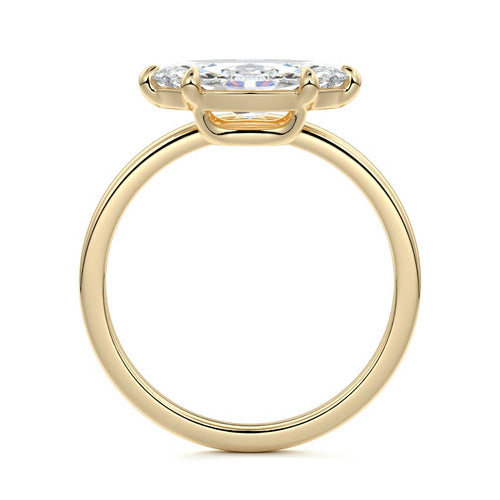 Daria - Marquise Yellow Gold Engagement Ring Profile View | Nura Lab