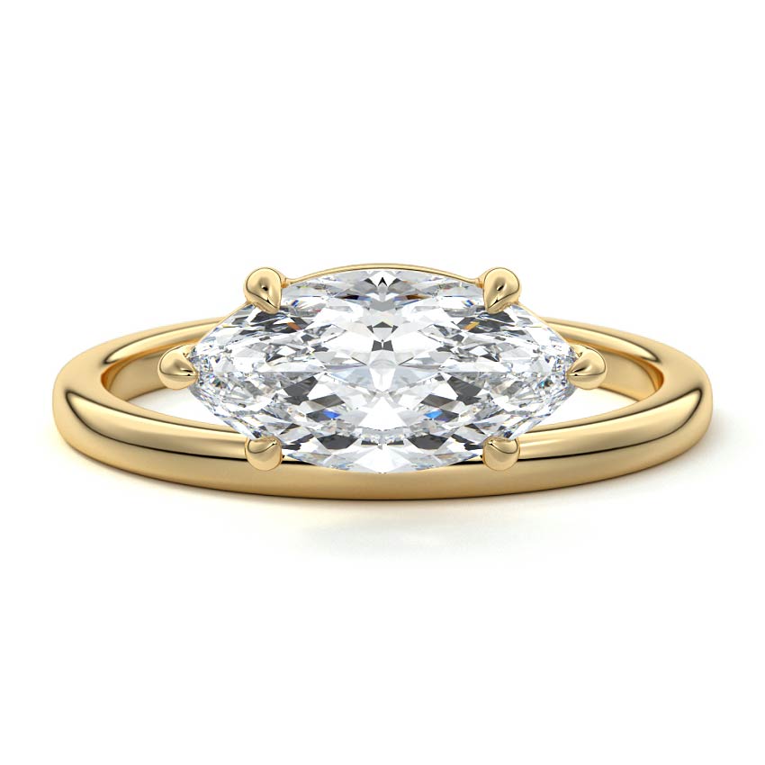Daria - Marquise Yellow Gold Engagement Ring Detail View | Nura Lab