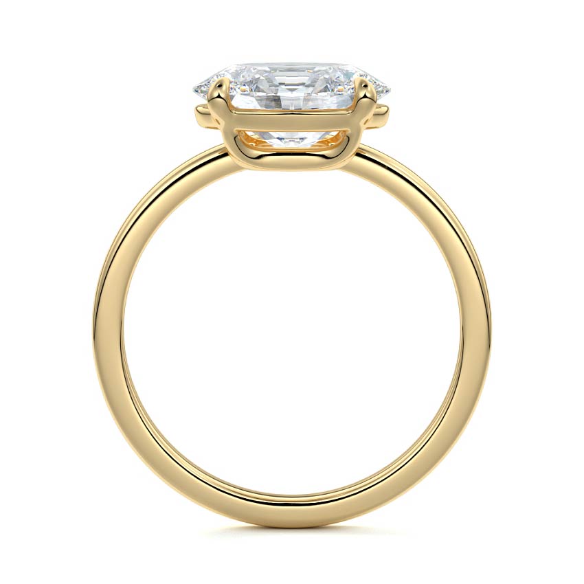 Daria east-west oval low profile solitaire lab grown diamond engagement ring in yellow gold