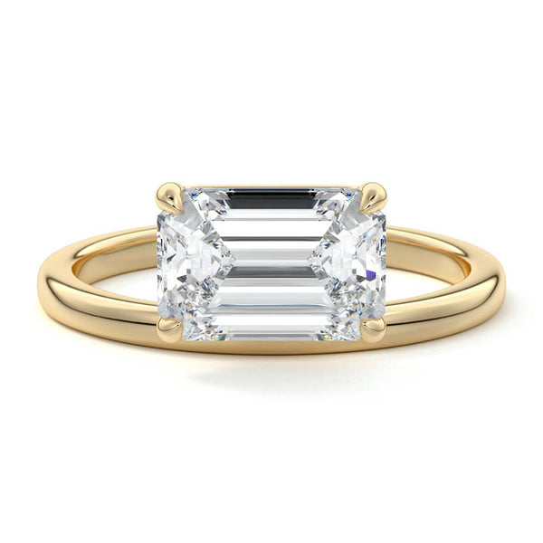 Daria - East-West Emerald Cut Low Profile Solitaire Lab Grown Diamond Engagement Ring