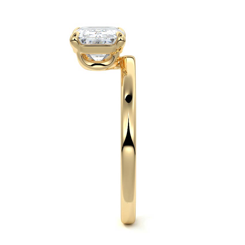 Daria - Emerald Cut Yellow Gold Engagement Ring Side View | Nura Lab