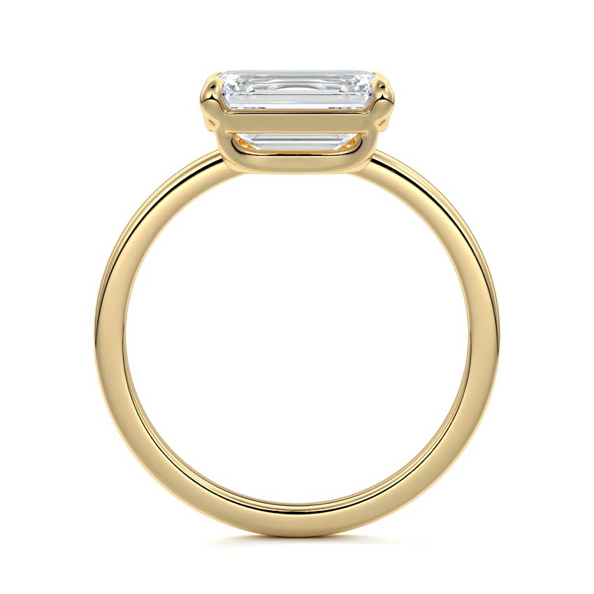 Daria - Emerald Cut Yellow Gold Engagement Ring Profile View | Nura Lab