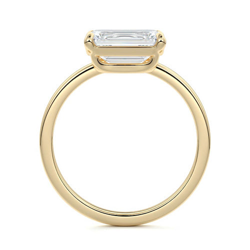 Daria - Emerald Cut Yellow Gold Engagement Ring Profile View | Nura Lab