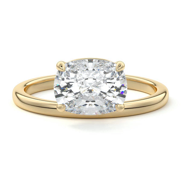 Daria - East-West Cushion Low Profile Solitaire Lab Grown Diamond Engagement Ring