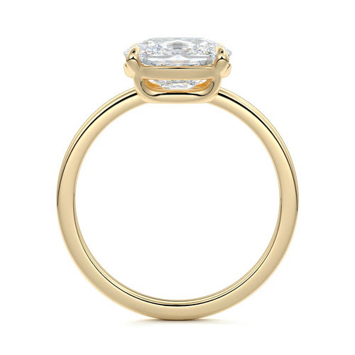Daria - Cushion Yellow Gold Engagement Ring Profile View | Nura Lab