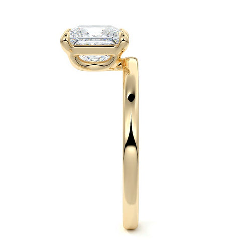 Daria princess low profile solitaire lab grown diamond engagement ring in yellow gold