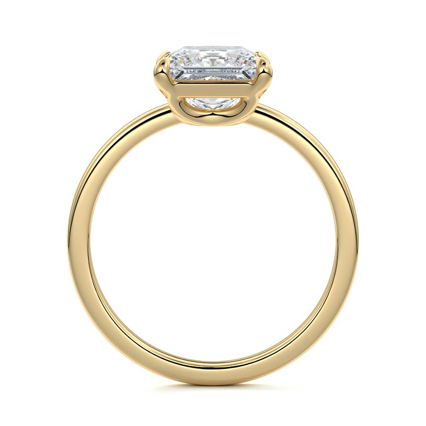 Daria - Princess Yellow Gold Engagement Ring Profile View | Nura Lab