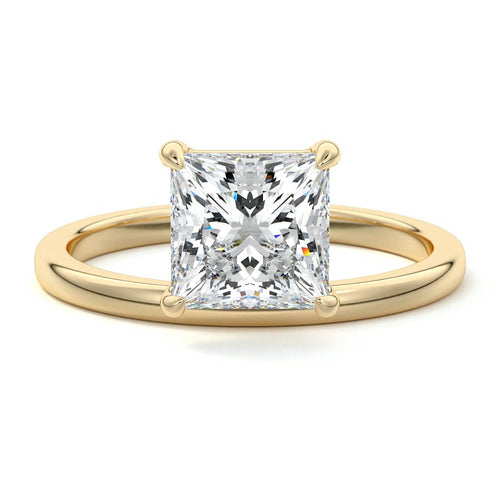 Daria - Princess Yellow Gold Engagement Ring Detail View | Nura Lab