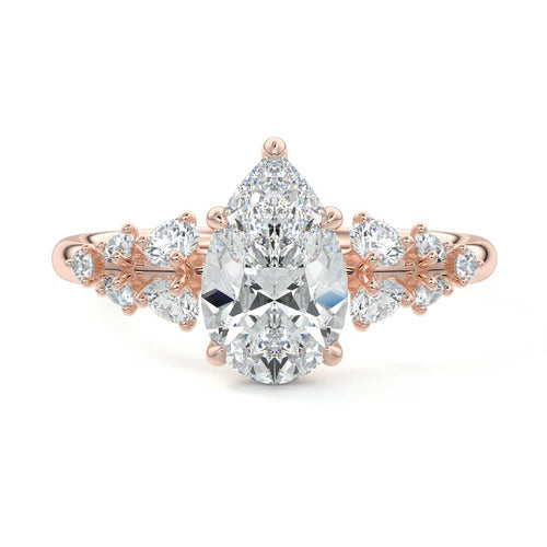 Delia - Pear Rose Gold Lab Grown Diamond Engagement Ring | Nura Lab