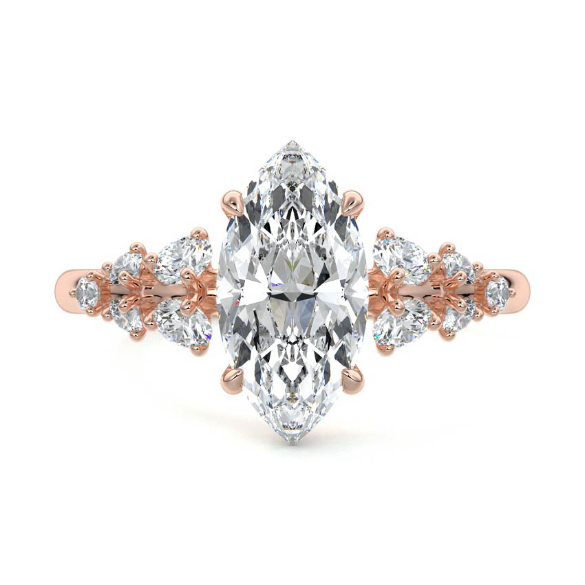 Delia - Marquise Rose Gold Lab Grown Diamond Engagement Ring | Nura Lab