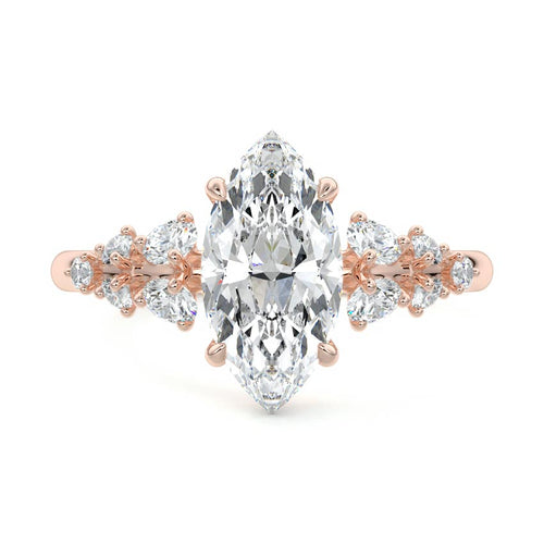 Delia - Marquise Rose Gold Lab Grown Diamond Engagement Ring | Nura Lab