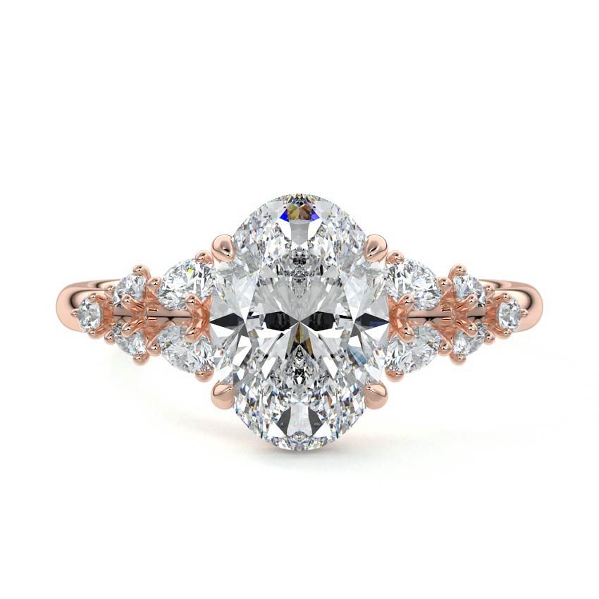 Delia - Oval Rose Gold Lab Grown Diamond Engagement Ring | Nura Lab