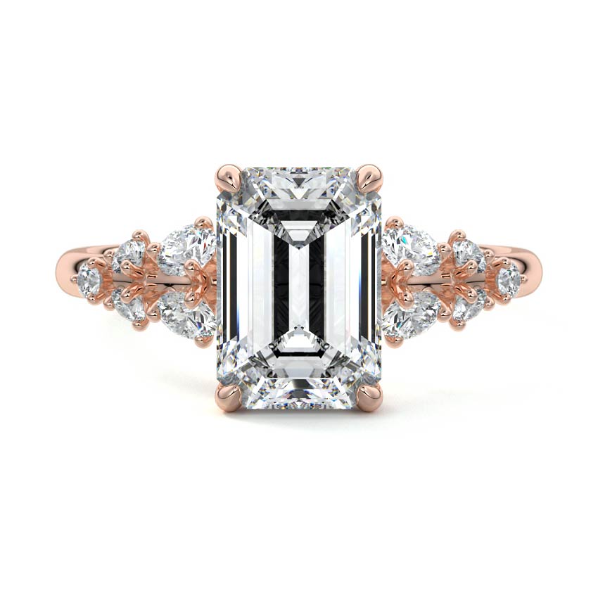 Delia - Emerald Cut Rose Gold Lab Grown Diamond Engagement Ring | Nura Lab
