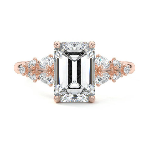 Delia - Emerald Cut Rose Gold Lab Grown Diamond Engagement Ring | Nura Lab