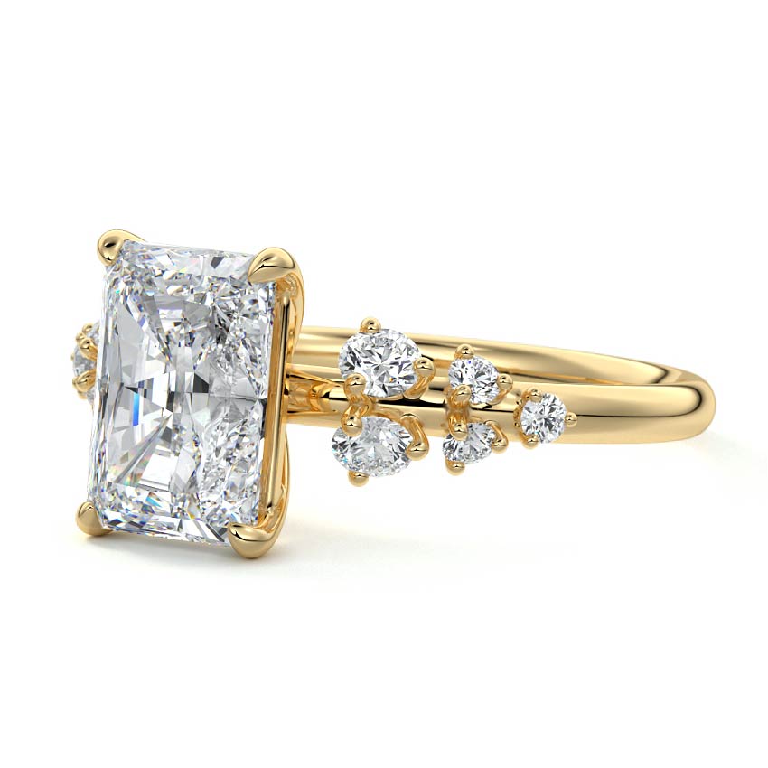 Delia - Radiant Yellow Gold Engagement Ring Profile View | Nura Lab