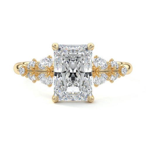 Delia - Radiant Yellow Gold Engagement Ring Detail View | Nura Lab