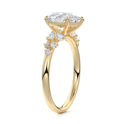 Delia - Pear Yellow Gold Engagement Ring Side View | Nura Lab