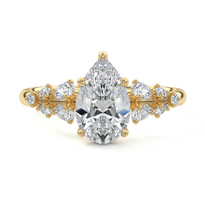 Delia - Pear Yellow Gold Engagement Ring Detail View | Nura Lab