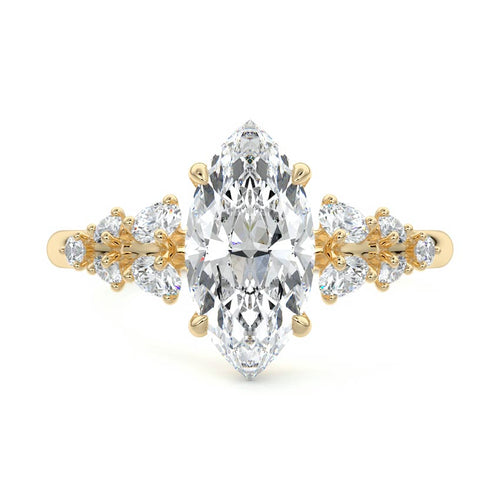 Delia - Marquise Yellow Gold Lab Grown Diamond Engagement Ring | Nura Lab