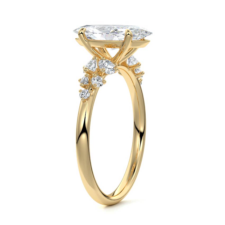 Delia - Marquise Yellow Gold Engagement Ring Side View | Nura Lab