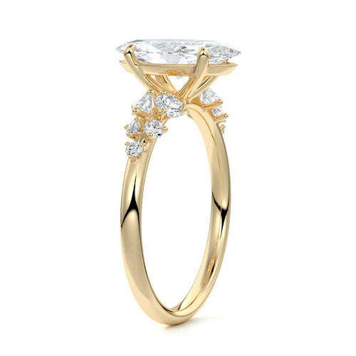 Delia - Marquise Yellow Gold Engagement Ring Side View | Nura Lab
