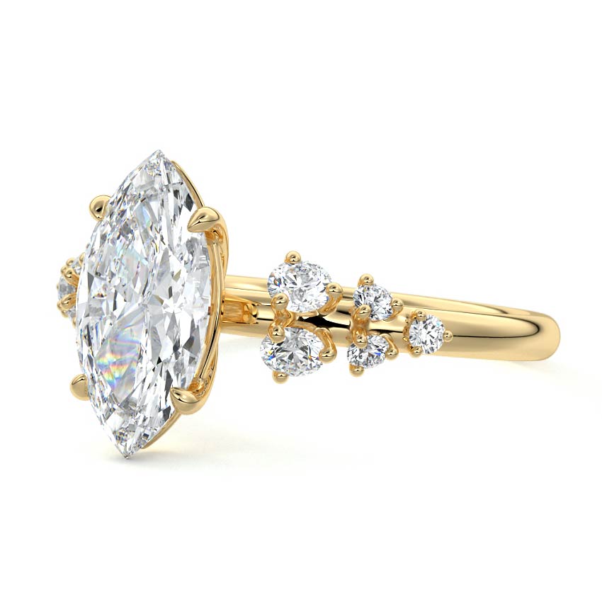 Delia - Marquise Yellow Gold Engagement Ring Profile View | Nura Lab