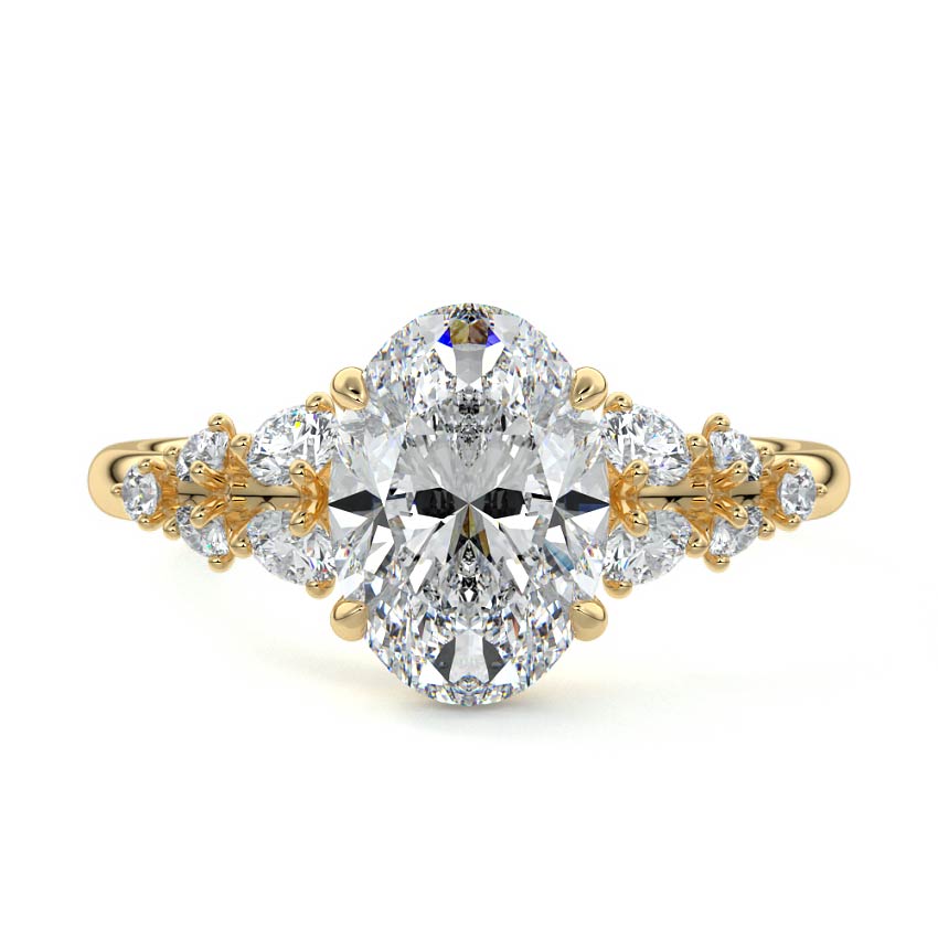 Delia - Oval Yellow Gold Lab Grown Diamond Engagement Ring | Nura Lab
