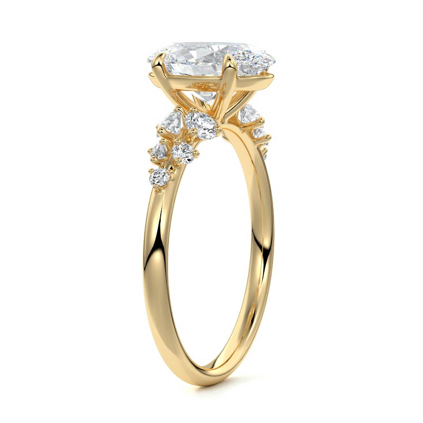 Delia - Oval Yellow Gold Engagement Ring Side View | Nura Lab