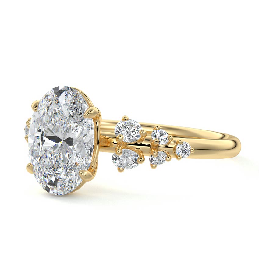Delia - Oval Yellow Gold Engagement Ring Detail View | Nura Lab