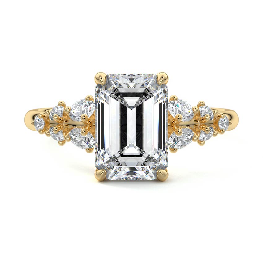Delia - Emerald Cut Yellow Gold Lab Grown Diamond Engagement Ring | Nura Lab