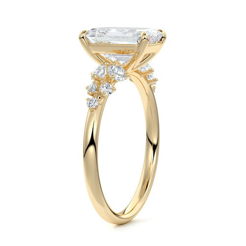 Delia - Emerald Cut Yellow Gold Engagement Ring Side View | Nura Lab