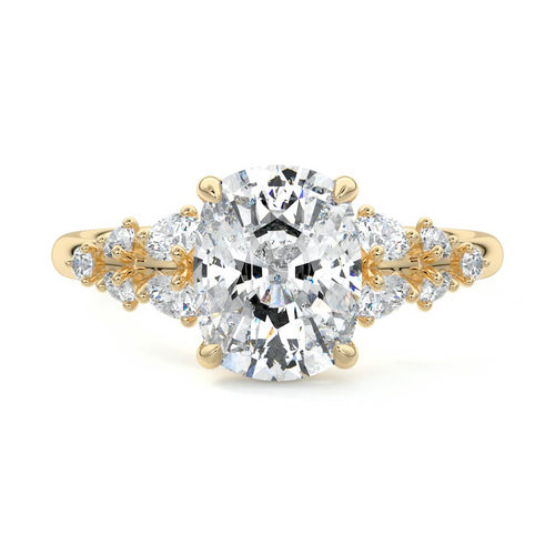 Delia - Cushion Yellow Gold Engagement Ring Detail View | Nura Lab