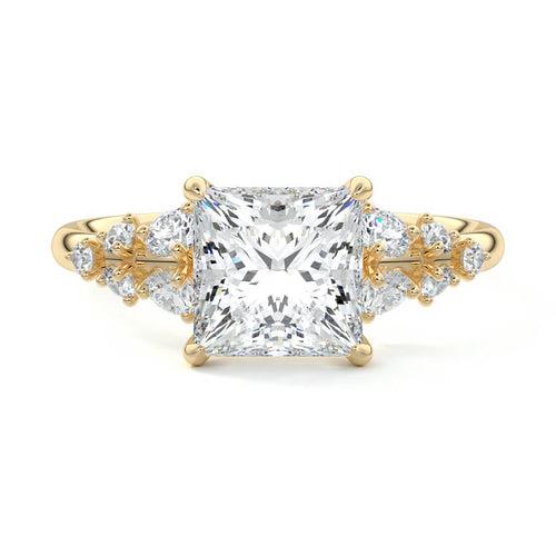 Delia - Princess Yellow Gold Lab Grown Diamond Engagement Ring | Nura Lab