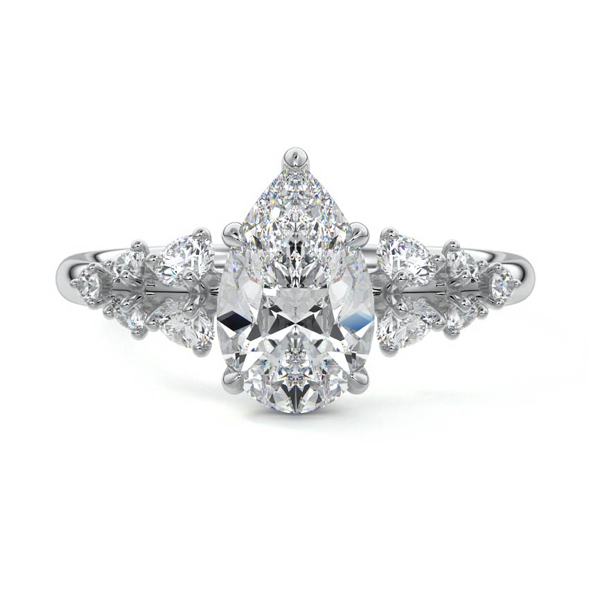 Delia - Pear White Gold Lab Grown Diamond Engagement Ring | Nura Lab