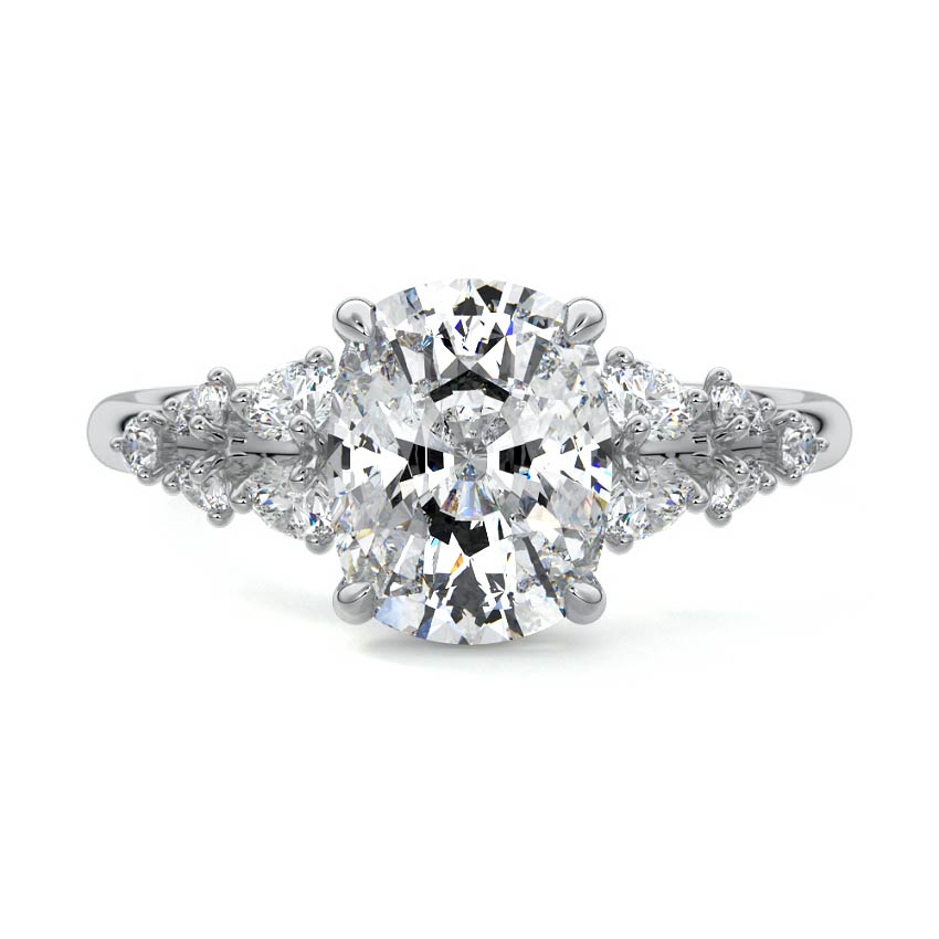 Delia - Cushion White Gold Lab Grown Diamond Engagement Ring | Nura Lab
