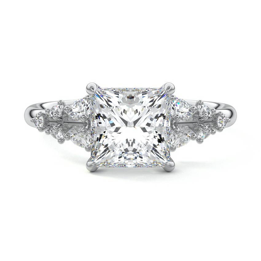 Delia - Princess White Gold Lab Grown Diamond Engagement Ring | Nura Lab