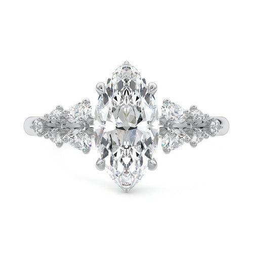 Delia - Marquise Platinum Lab Grown Diamond Engagement Ring | Nura Lab