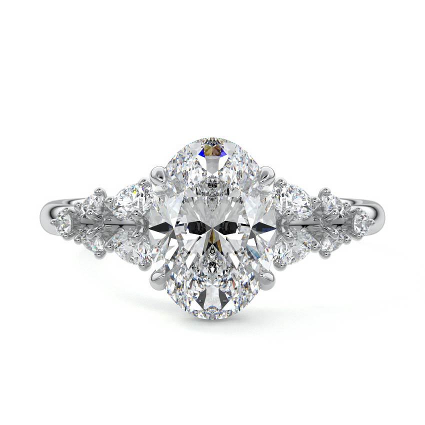 Delia - Oval Platinum Lab Grown Diamond Engagement Ring | Nura Lab