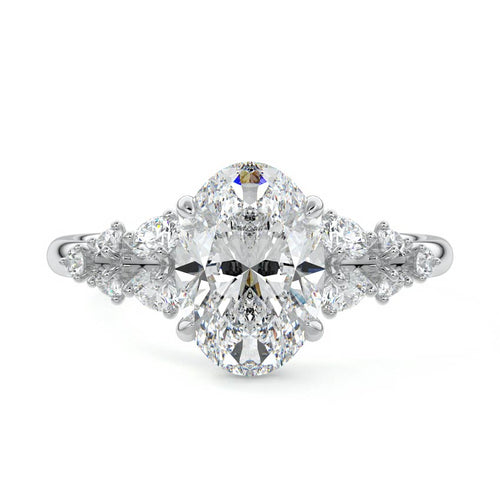 Delia - Oval Platinum Lab Grown Diamond Engagement Ring | Nura Lab