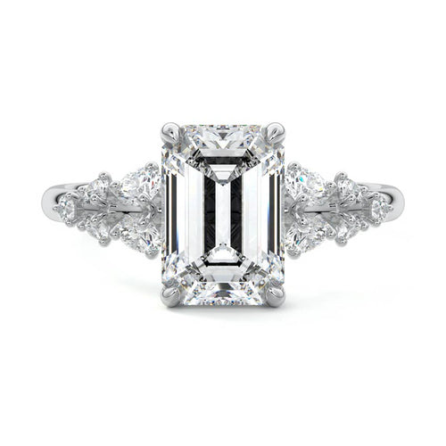 Delia - Emerald Cut Platinum Lab Grown Diamond Engagement Ring | Nura Lab
