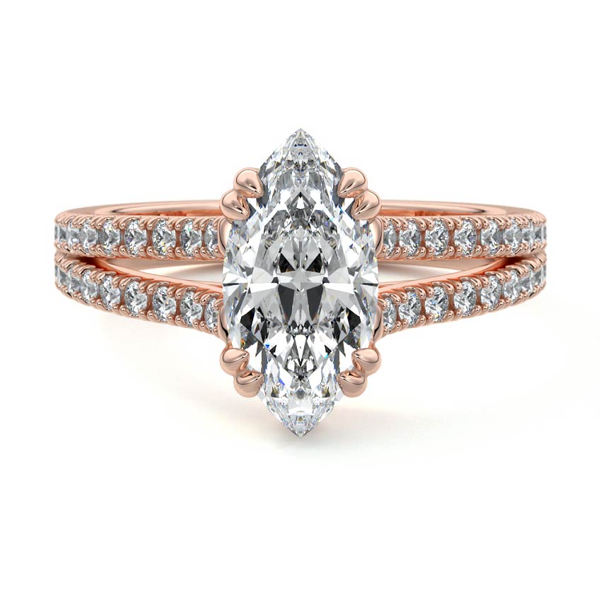 Elara - Marquise Rose Gold Lab Grown Diamond Engagement Ring | Nura Lab