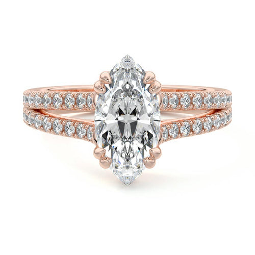 Elara - Marquise Rose Gold Lab Grown Diamond Engagement Ring | Nura Lab